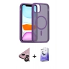 MARSİLYAN™- iPhone 11 Kılıf Siluet Minimal Prime - Siyah Bilvis 5in1 5D Magic Hayalet Cam Ekran Koruyucu + Siyah Raze Metal Kamera Lens
