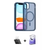 MARSİLYAN™- iPhone 11 Kılıf Siluet Minimal Prime - Siyah Bilvis 5in1 5D Magic Hayalet Cam Ekran Koruyucu + Kamera Lens Koruma Cam - SF