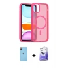 MARSİLYAN™- iPhone 11 Kılıf Siluet Minimal Prime - Siyah Bilvis 5in1 5D Magic Hayalet Cam Ekran Koruyucu + Turuncu Neon Fosforlu Kamera Lens