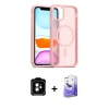 MARSİLYAN™- iPhone 11 Kılıf Siluet Minimal Prime - Siyah Bilvis 5in1 5D Magic Hayalet Cam Ekran Koruyucu + PVD Metal Kamera Lens - TU