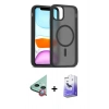 MARSİLYAN™- iPhone 11 Kılıf Siluet Minimal Prime - Siyah Bilvis 5in1 5D Magic Hayalet Cam Ekran Koruyucu + Raze Metal Kamera Lens - KI