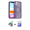 MARSİLYAN™- iPhone 11 Kılıf Siluet Minimal Prime - Siyah Bilvis 5in1 5D Magic Hayalet Cam Ekran Koruyucu + Raze Metal Kamera Lens - KI