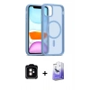 MARSİLYAN™- iPhone 11 Kılıf Siluet Minimal Prime - Siyah Bilvis 5in1 5D Magic Hayalet Cam Ekran Koruyucu + PVD Metal Kamera Lens - TU