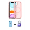 MARSİLYAN™- iPhone 11 Kılıf Siluet Minimal Prime - Siyah Bilvis 5in1 5D Magic Hayalet Cam Ekran Koruyucu + Neon Fosforlu Kamera Lens - MI