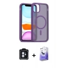 MARSİLYAN™- iPhone 11 Kılıf Siluet Minimal Prime - Siyah Bilvis 5in1 5D Magic Hayalet Cam Ekran Koruyucu + PVD Metal Kamera Lens - MI