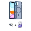 MARSİLYAN™- iPhone 11 Kılıf Siluet Minimal Prime - Siyah Bilvis 5in1 5D Magic Hayalet Cam Ekran Koruyucu + Pers Alüminyum Kamera Lens - LT