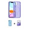 MARSİLYAN™- iPhone 11 Kılıf Siluet Minimal Prime - Siyah Bilvis 5in1 5D Magic Hayalet Cam Ekran Koruyucu + Neon Fosforlu Kamera Lens - MI