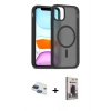 MARSİLYAN™- iPhone 11 Kılıf Siluet Minimal Prime - Siyah Bilvis Hayalet Cam Ekran Koruyucu + Pers Alüminyum Kamera Lens - LT