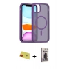 MARSİLYAN™- iPhone 11 Kılıf Siluet Minimal Prime - Siyah Bilvis Hayalet Cam Ekran Koruyucu + Rainbow Kamera Lens Koruma Cam - KI