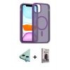 MARSİLYAN™- iPhone 11 Kılıf Siluet Minimal Prime - Siyah Bilvis Hayalet Cam Ekran Koruyucu + Raze Metal Kamera Lens - MI