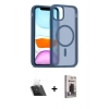 MARSİLYAN™- iPhone 11 Kılıf Siluet Minimal Prime - Siyah Bilvis Hayalet Cam Ekran Koruyucu + Şeffaf Kamera Lens Koruma Cam