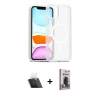 MARSİLYAN™- iPhone 11 Kılıf Siluet Minimal Prime - Siyah Bilvis Hayalet Cam Ekran Koruyucu + Şeffaf Kamera Lens Koruma Cam
