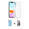 MARSİLYAN™- iPhone 11 Kılıf Siluet Minimal Prime - Siyah Bilvis Hayalet Cam Ekran Koruyucu + Turuncu Neon Fosforlu Kamera Lens