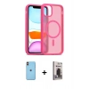 MARSİLYAN™- iPhone 11 Kılıf Siluet Minimal Prime - Siyah Bilvis Hayalet Cam Ekran Koruyucu + Turuncu Neon Fosforlu Kamera Lens