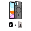 MARSİLYAN™- iPhone 11 Kılıf Siluet Minimal Prime - Siyah Bilvis Hayalet Cam Ekran Koruyucu + PVD Metal Kamera Lens - TU