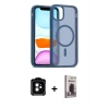 MARSİLYAN™- iPhone 11 Kılıf Siluet Minimal Prime - Siyah Bilvis Hayalet Cam Ekran Koruyucu + PVD Metal Kamera Lens - TU