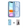 MARSİLYAN™- iPhone 11 Kılıf Siluet Minimal Prime - Siyah Bilvis Hayalet Cam Ekran Koruyucu + Neon Fosforlu Kamera Lens - YL
