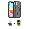 MARSİLYAN™- iPhone 11 Kılıf Siluet Minimal Prime - Siyah Buffer Cam Ekran Koruyucu + Kamera Lens Koruma Cam - SF