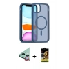 MARSİLYAN™- iPhone 11 Kılıf Siluet Minimal Prime - Siyah Buffer Cam Ekran Koruyucu + Raze Metal Kamera Lens - KI