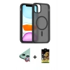 MARSİLYAN™- iPhone 11 Kılıf Siluet Minimal Prime - Siyah Buffer Cam Ekran Koruyucu + Raze Metal Kamera Lens - KI