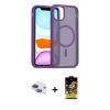 MARSİLYAN™- iPhone 11 Kılıf Siluet Minimal Prime - Siyah Buffer Cam Ekran Koruyucu + Lacivert Pers Alüminyum Kamera Lens