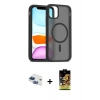MARSİLYAN™- iPhone 11 Kılıf Siluet Minimal Prime - Siyah Buffer Cam Ekran Koruyucu + Lacivert Pers Alüminyum Kamera Lens