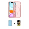 MARSİLYAN™- iPhone 11 Kılıf Siluet Minimal Prime - Siyah Buffer Cam Ekran Koruyucu + Neon Fosforlu Kamera Lens - YL