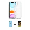 MARSİLYAN™- iPhone 11 Kılıf Siluet Minimal Prime - Siyah Buffer Cam Ekran Koruyucu + Neon Fosforlu Kamera Lens - YL