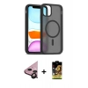 MARSİLYAN™- iPhone 11 Kılıf Siluet Minimal Prime - Siyah Buffer Cam Ekran Koruyucu + Raze Metal Kamera Lens - SH