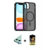 MARSİLYAN™- iPhone 11 Kılıf Siluet Minimal Prime - Siyah Buffer Cam Ekran Koruyucu + Raze Metal Kamera Lens - MI