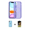 MARSİLYAN™- iPhone 11 Kılıf Siluet Minimal Prime - Siyah Buffer Cam Ekran Koruyucu + Neon Fosforlu Kamera Lens - TU