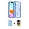 MARSİLYAN™- iPhone 11 Kılıf Siluet Minimal Prime - Siyah Buffer Cam Ekran Koruyucu + Neon Fosforlu Kamera Lens - TU