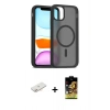 MARSİLYAN™- iPhone 11 Kılıf Siluet Minimal Prime - Siyah Buffer Cam Ekran Koruyucu + Renkli Kamera Lens Koruma Cam - YL