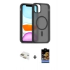 MARSİLYAN™- iPhone 11 Kılıf Siluet Minimal Prime - Siyah Buffer Hayalet Cam Ekran Koruyucu + Pers Alüminyum Kamera Lens - GD