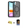 MARSİLYAN™- iPhone 11 Kılıf Siluet Minimal Prime - Siyah Buffer Hayalet Cam Ekran Koruyucu + Rainbow Kamera Lens Koruma Cam - KI