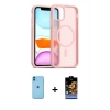 MARSİLYAN™- iPhone 11 Kılıf Siluet Minimal Prime - Siyah Buffer Hayalet Cam Ekran Koruyucu + Neon Fosforlu Kamera Lens - MI