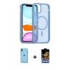 MARSİLYAN™- iPhone 11 Kılıf Siluet Minimal Prime - Siyah Buffer Hayalet Cam Ekran Koruyucu + Neon Fosforlu Kamera Lens - MI