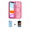MARSİLYAN™- iPhone 11 Kılıf Siluet Minimal Prime - Siyah Buffer Hayalet Cam Ekran Koruyucu + Neon Fosforlu Kamera Lens - MI