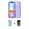 MARSİLYAN™- iPhone 11 Kılıf Siluet Minimal Prime - Siyah Buffer Hayalet Cam Ekran Koruyucu + Neon Fosforlu Kamera Lens - TU