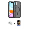 MARSİLYAN™- iPhone 11 Kılıf Siluet Minimal Prime - Siyah Buffer Hayalet Cam Ekran Koruyucu + Pers Alüminyum Kamera Lens - YL