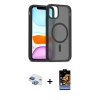 MARSİLYAN™- iPhone 11 Kılıf Siluet Minimal Prime - Siyah Buffer Hayalet Cam Ekran Koruyucu + Pers Alüminyum Kamera Lens - GI