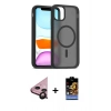 MARSİLYAN™- iPhone 11 Kılıf Siluet Minimal Prime - Siyah Buffer Hayalet Cam Ekran Koruyucu + Raze Metal Kamera Lens - SH