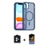 MARSİLYAN™- iPhone 11 Kılıf Siluet Minimal Prime - Siyah Buffer Hayalet Cam Ekran Koruyucu + PVD Metal Kamera Lens - YL