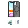 MARSİLYAN™- iPhone 11 Kılıf Siluet Minimal Prime - Siyah Joko Magic 5D Cam + Mavi Raze Metal Kamera Lens