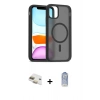 MARSİLYAN™- iPhone 11 Kılıf Siluet Minimal Prime - Siyah Joko Magic 5D Cam + Pers Alüminyum Kamera Lens - GD
