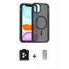 MARSİLYAN™- iPhone 11 Kılıf Siluet Minimal Prime - Siyah Joko Magic 5D Cam + Turuncu PVD Metal Kamera Lens