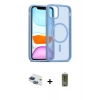 MARSİLYAN™- iPhone 11 Kılıf Siluet Minimal Prime - Siyah Joko Magic 5D Hayalet Cam + Lacivert Pers Alüminyum Kamera Lens