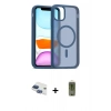 MARSİLYAN™- iPhone 11 Kılıf Siluet Minimal Prime - Siyah Joko Magic 5D Hayalet Cam + Lacivert Pers Alüminyum Kamera Lens