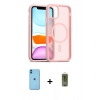 MARSİLYAN™- iPhone 11 Kılıf Siluet Minimal Prime - Siyah Joko Magic 5D Hayalet Cam + Mavi Neon Fosforlu Kamera Lens