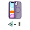 MARSİLYAN™- iPhone 11 Kılıf Siluet Minimal Prime - Siyah Joko Magic 5D Hayalet Cam + Mavi Raze Metal Kamera Lens